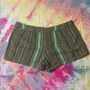✨ Free People Multicolor Guatemalan Striped High Waist Boho Festival Shorts RARE